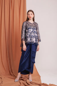 Yara Blue Kebaya and Blue Baju Kurung Baju Raya 2020 - By Kiara Official